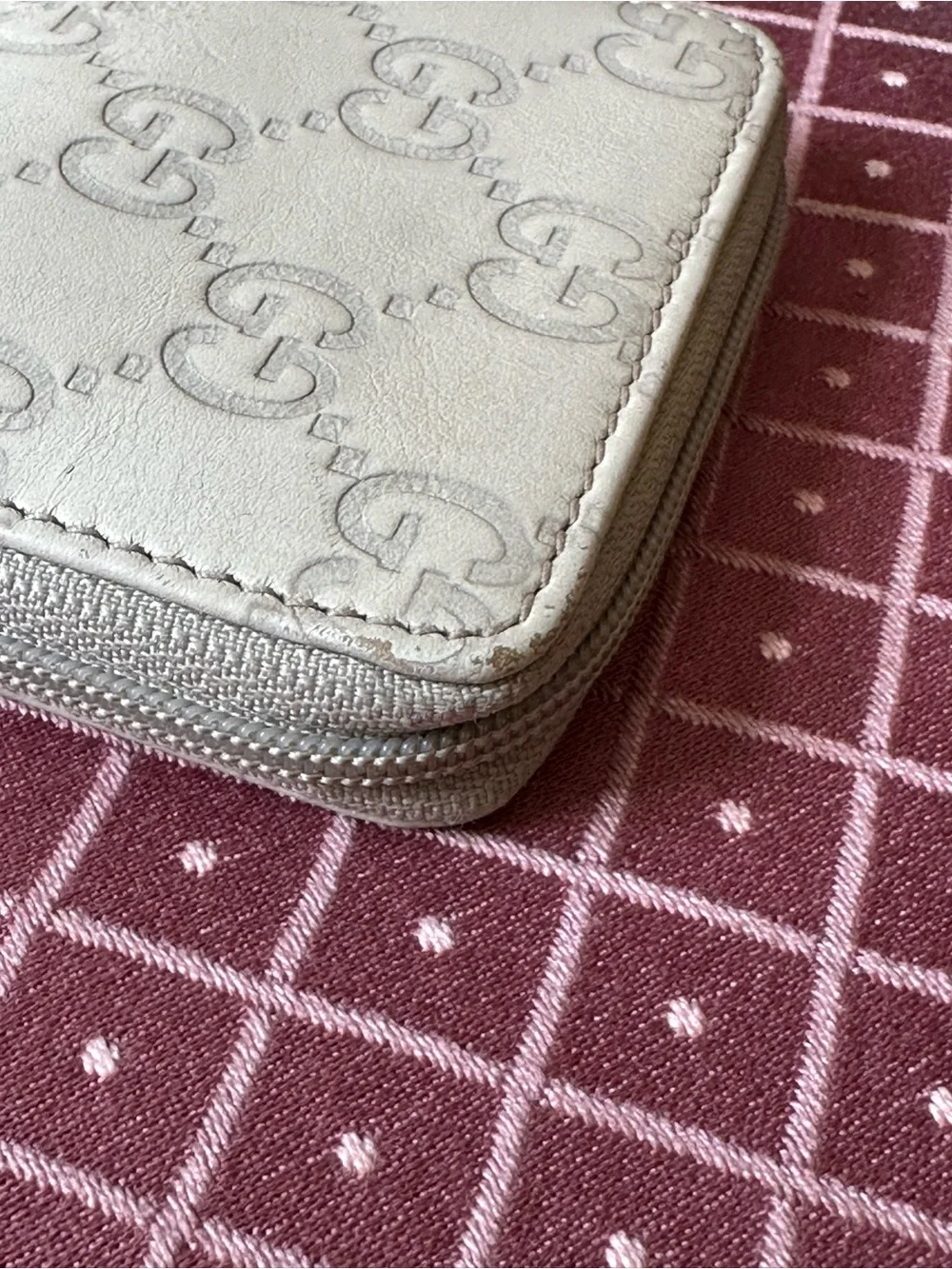 Gucci Guccissima Leather Zip Coin Wallet Ivory GG Compact Mini Wallet Italy - Picture 9 of 13